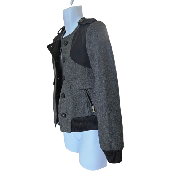 BCBGMaxAzria Womens Black and Gray Bomber Jacket - Picture 4 of 10